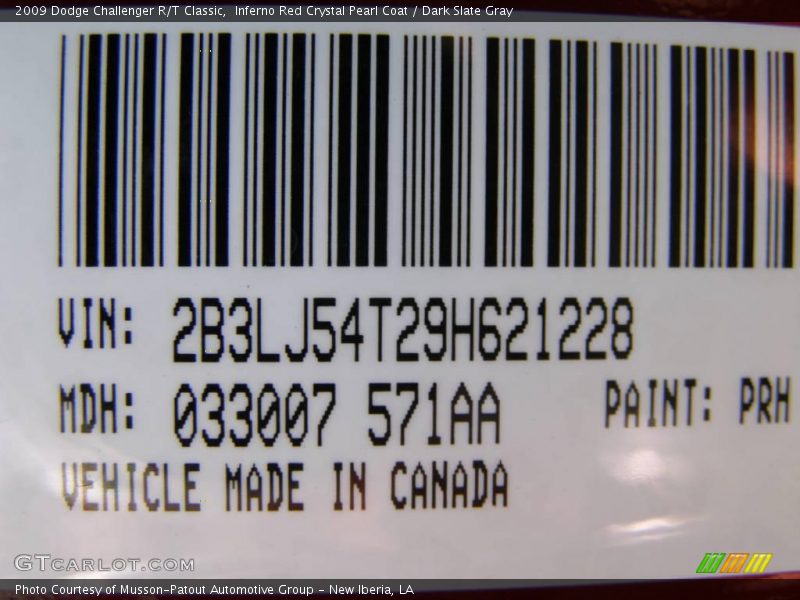 Inferno Red Crystal Pearl Coat / Dark Slate Gray 2009 Dodge Challenger R/T Classic