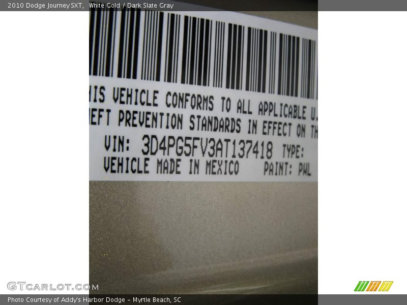 White Gold / Dark Slate Gray 2010 Dodge Journey SXT