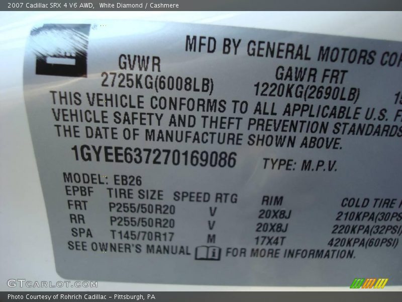 White Diamond / Cashmere 2007 Cadillac SRX 4 V6 AWD