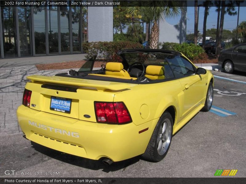 Zinc Yellow / Dark Charcoal 2002 Ford Mustang GT Convertible