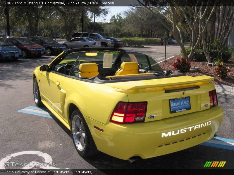 Zinc Yellow / Dark Charcoal 2002 Ford Mustang GT Convertible