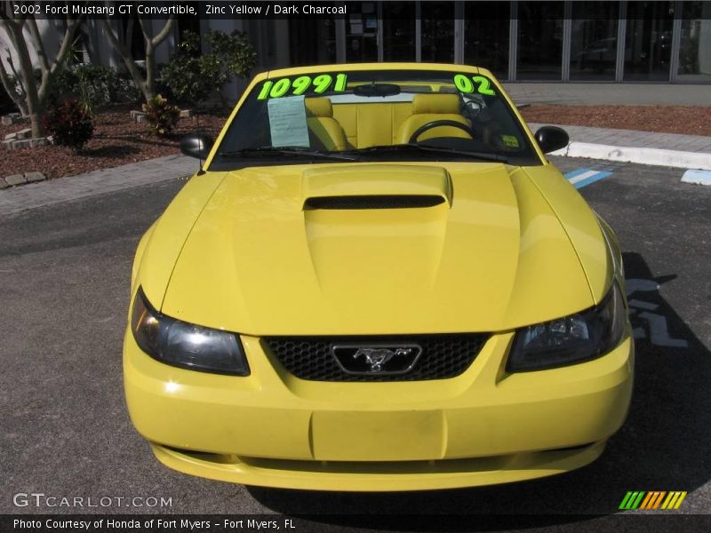 Zinc Yellow / Dark Charcoal 2002 Ford Mustang GT Convertible