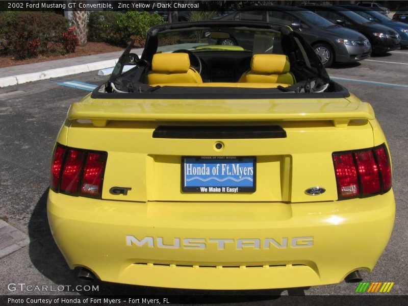 Zinc Yellow / Dark Charcoal 2002 Ford Mustang GT Convertible