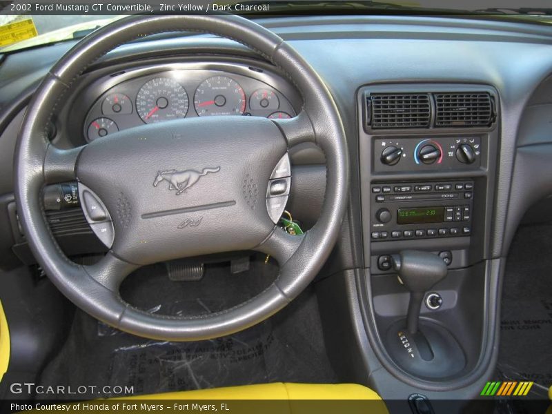 Zinc Yellow / Dark Charcoal 2002 Ford Mustang GT Convertible