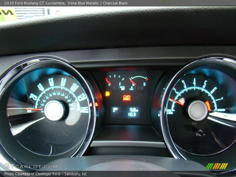 Kona Blue Metallic / Charcoal Black 2010 Ford Mustang GT Convertible