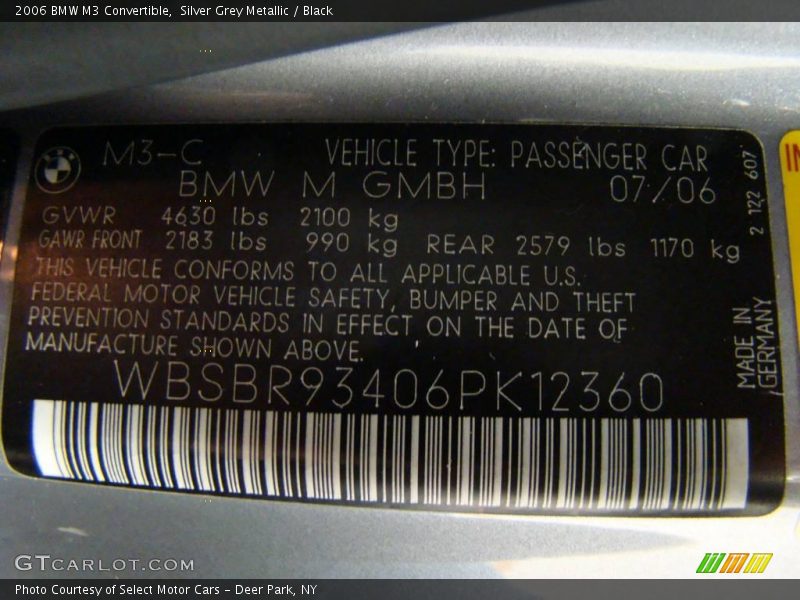 Silver Grey Metallic / Black 2006 BMW M3 Convertible