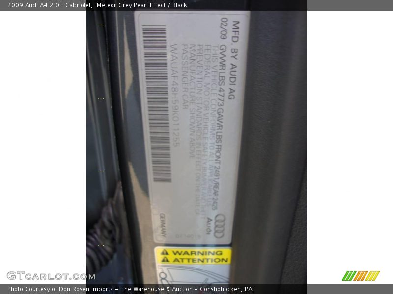 Meteor Grey Pearl Effect / Black 2009 Audi A4 2.0T Cabriolet