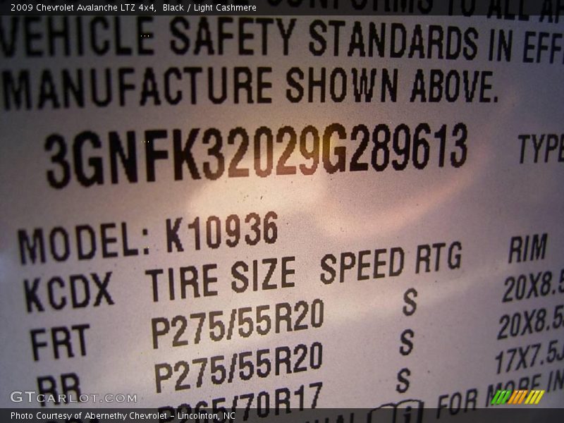 Black / Light Cashmere 2009 Chevrolet Avalanche LTZ 4x4