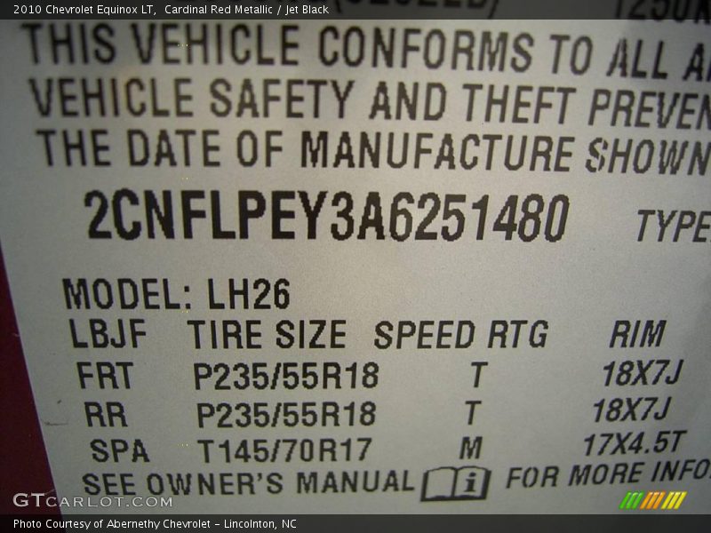 Cardinal Red Metallic / Jet Black 2010 Chevrolet Equinox LT
