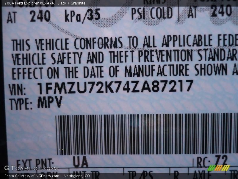 Black / Graphite 2004 Ford Explorer XLS 4x4