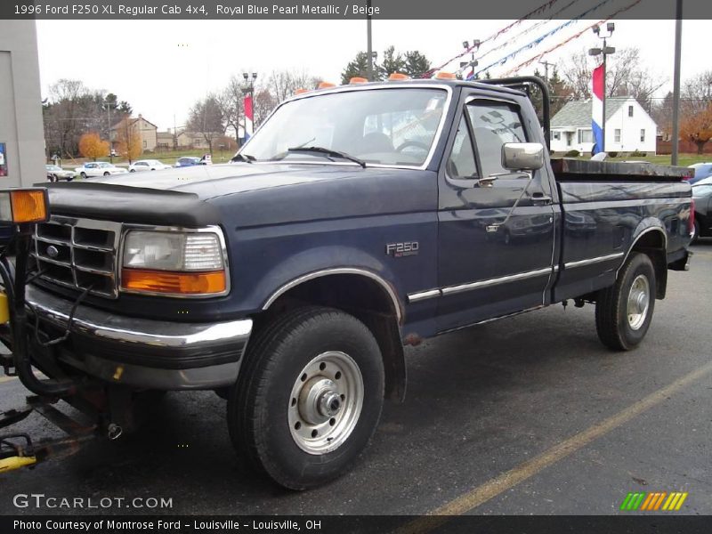 Royal Blue Pearl Metallic / Beige 1996 Ford F250 XL Regular Cab 4x4