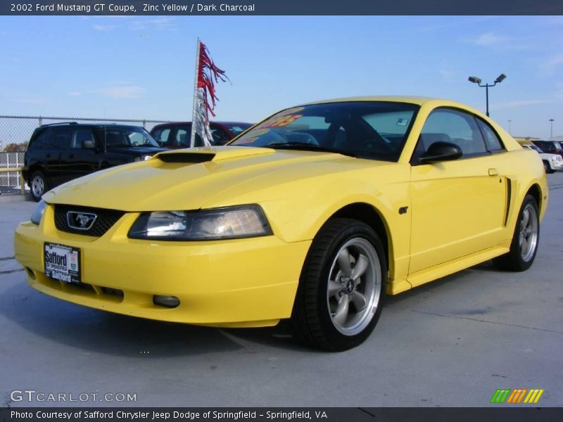 Zinc Yellow / Dark Charcoal 2002 Ford Mustang GT Coupe