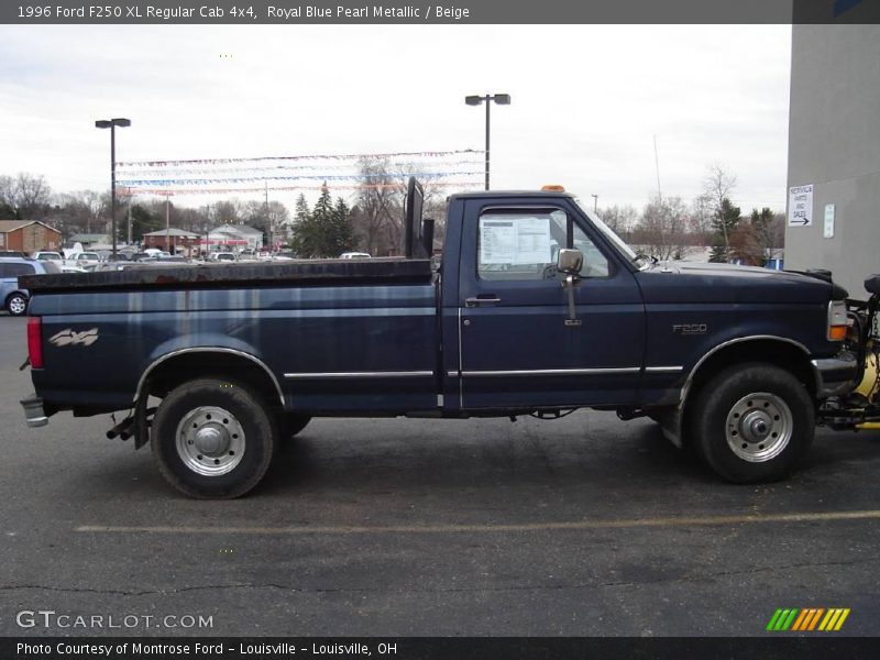 Royal Blue Pearl Metallic / Beige 1996 Ford F250 XL Regular Cab 4x4