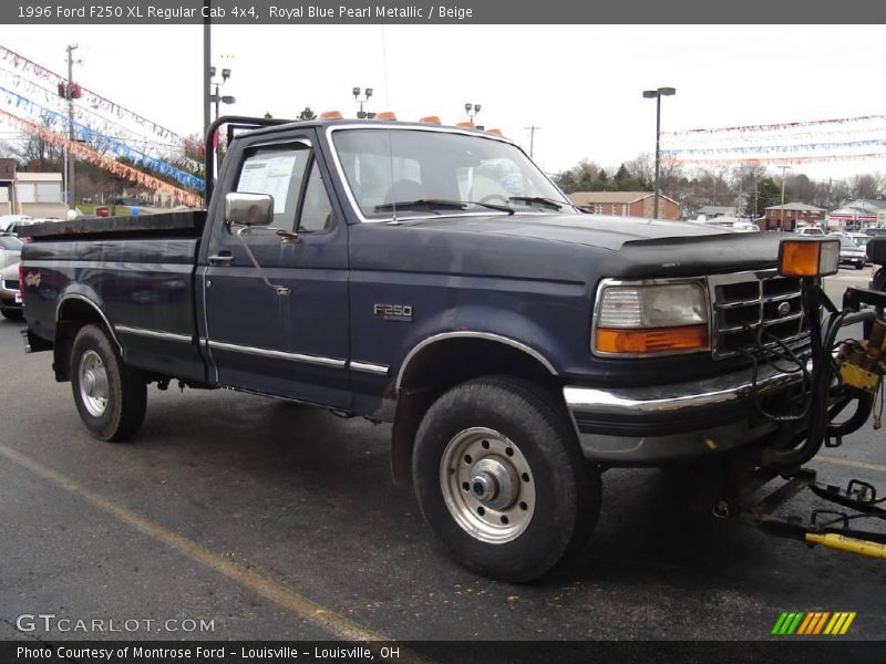 Royal Blue Pearl Metallic / Beige 1996 Ford F250 XL Regular Cab 4x4