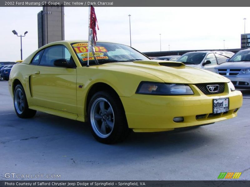 Zinc Yellow / Dark Charcoal 2002 Ford Mustang GT Coupe