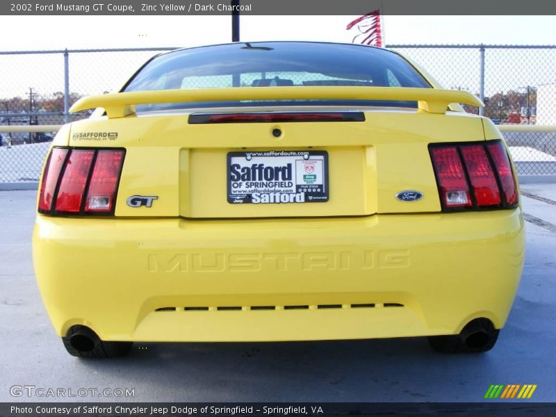 Zinc Yellow / Dark Charcoal 2002 Ford Mustang GT Coupe