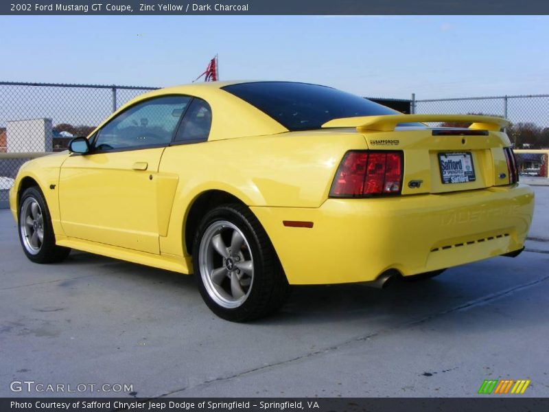 Zinc Yellow / Dark Charcoal 2002 Ford Mustang GT Coupe