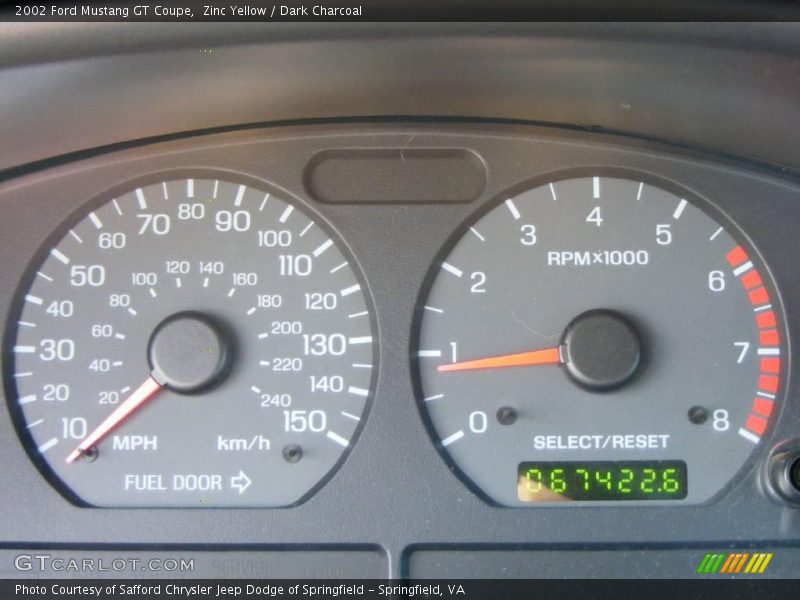 Zinc Yellow / Dark Charcoal 2002 Ford Mustang GT Coupe