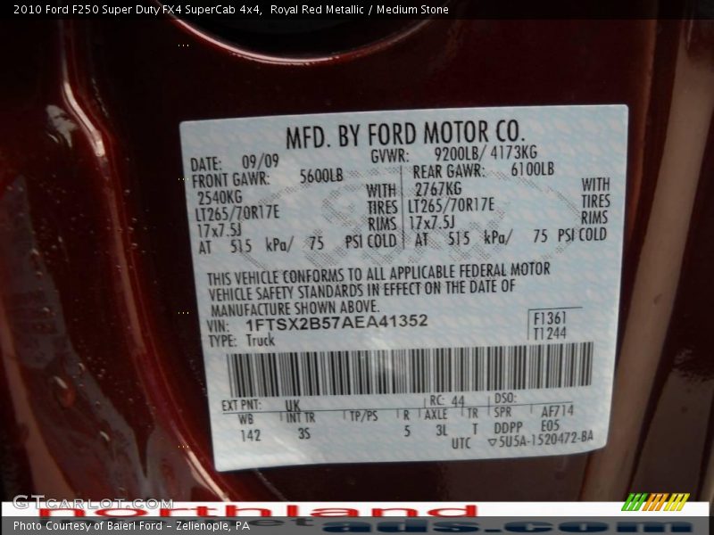 Royal Red Metallic / Medium Stone 2010 Ford F250 Super Duty FX4 SuperCab 4x4