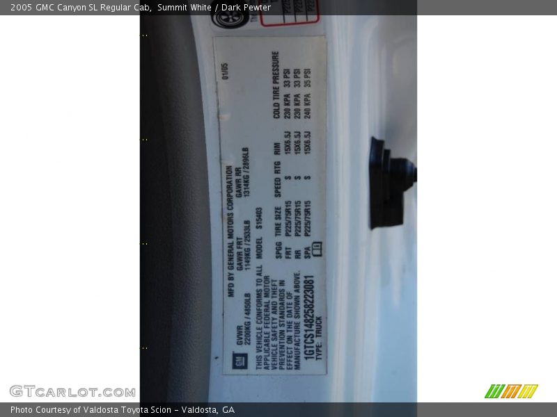 Summit White / Dark Pewter 2005 GMC Canyon SL Regular Cab