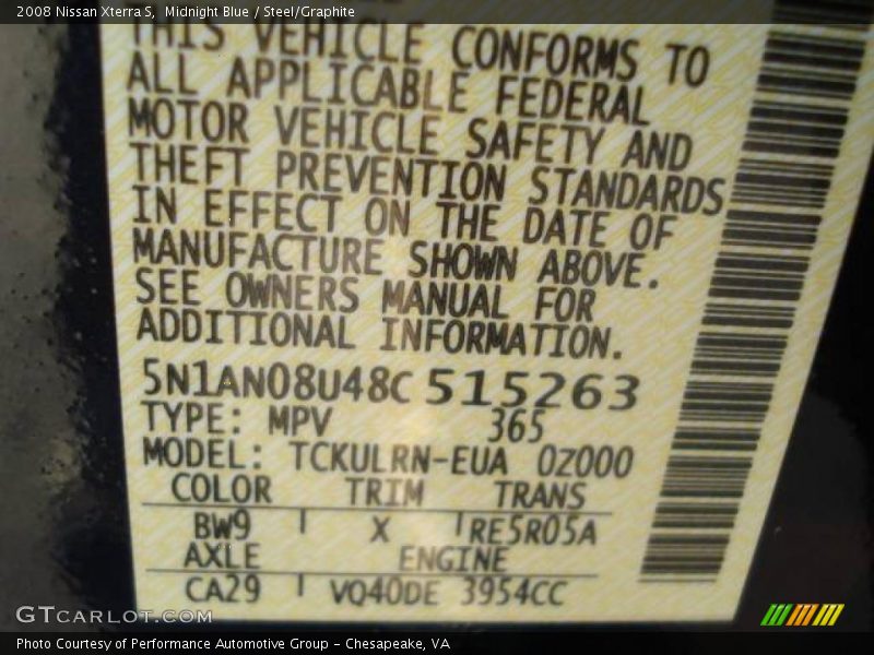 Midnight Blue / Steel/Graphite 2008 Nissan Xterra S