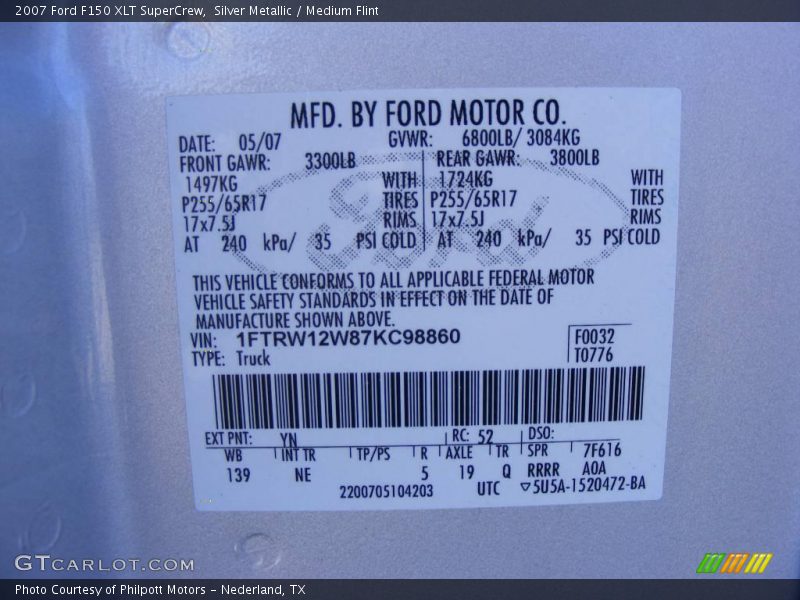Silver Metallic / Medium Flint 2007 Ford F150 XLT SuperCrew