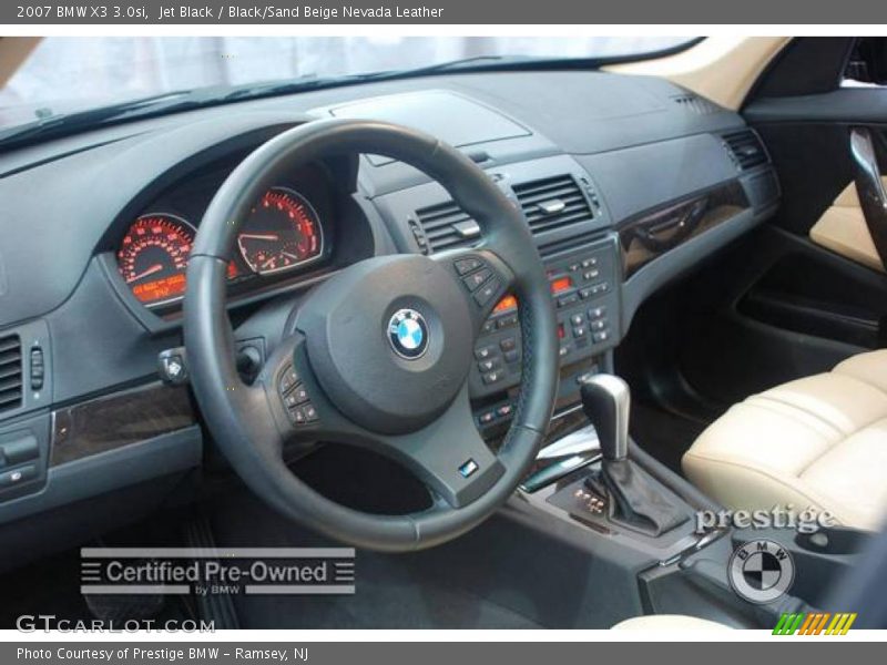 Jet Black / Black/Sand Beige Nevada Leather 2007 BMW X3 3.0si