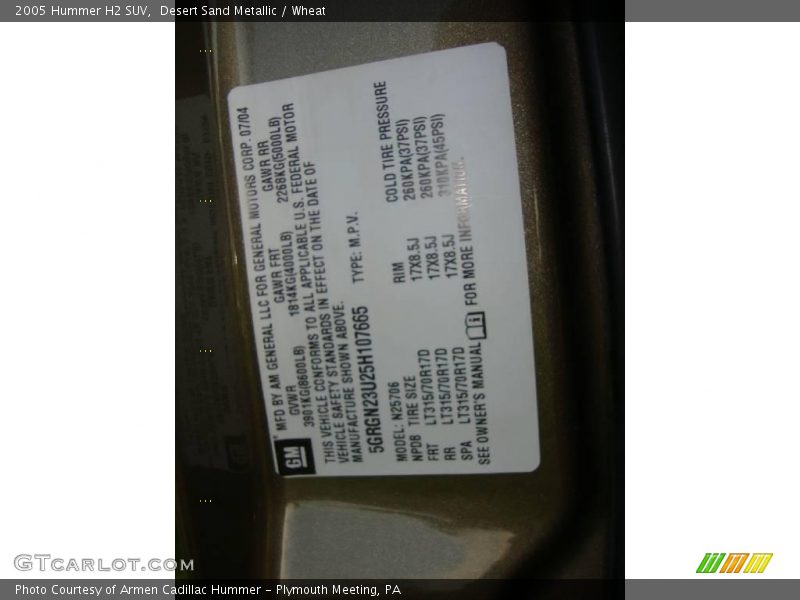 Desert Sand Metallic / Wheat 2005 Hummer H2 SUV