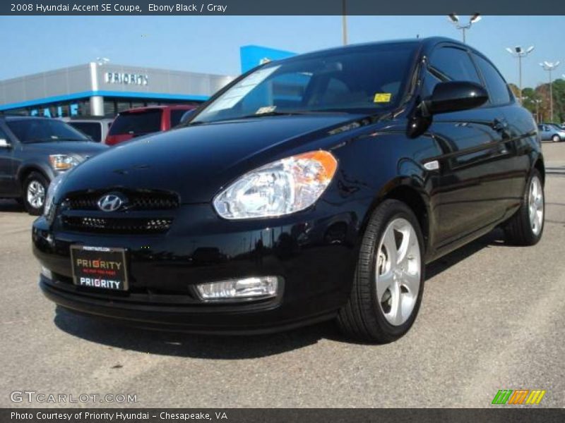 Ebony Black / Gray 2008 Hyundai Accent SE Coupe