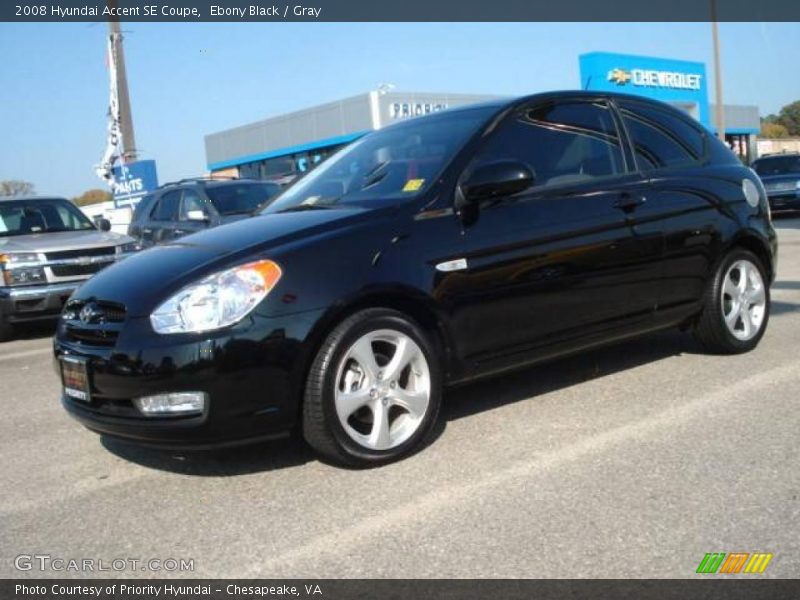 Ebony Black / Gray 2008 Hyundai Accent SE Coupe