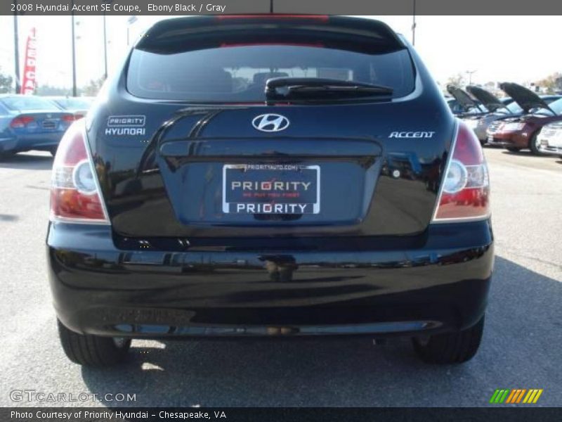 Ebony Black / Gray 2008 Hyundai Accent SE Coupe