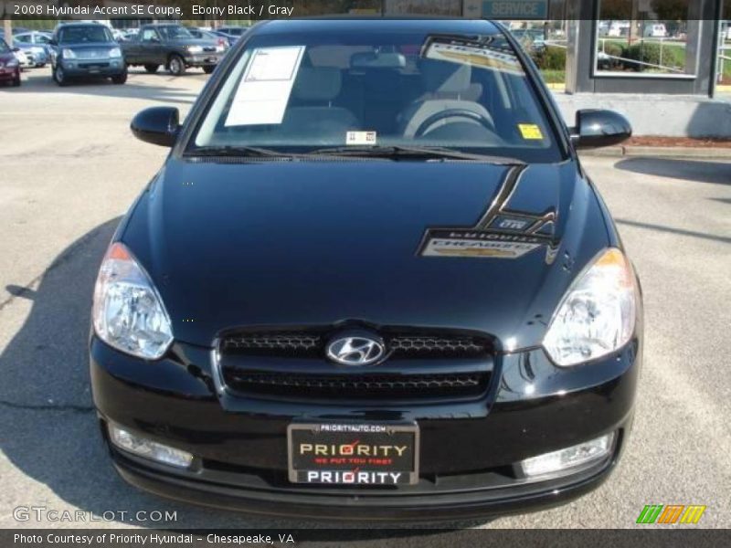 Ebony Black / Gray 2008 Hyundai Accent SE Coupe