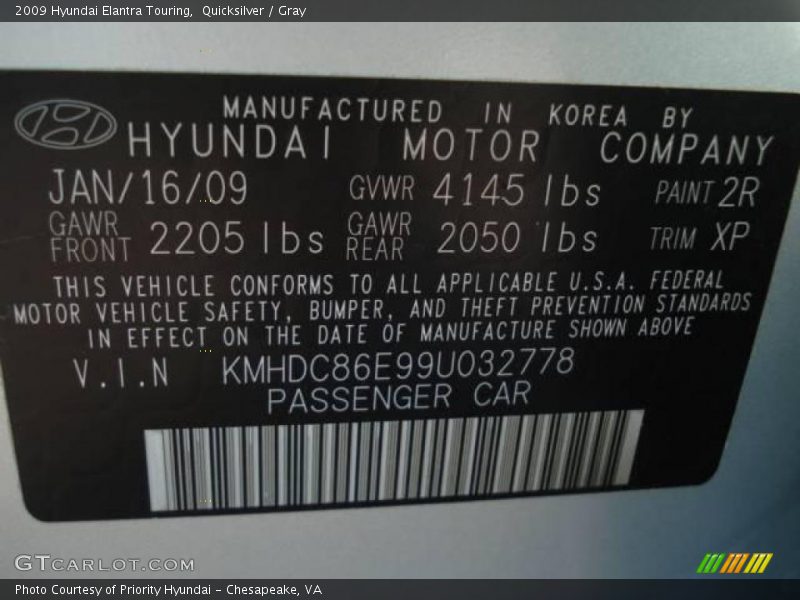Quicksilver / Gray 2009 Hyundai Elantra Touring