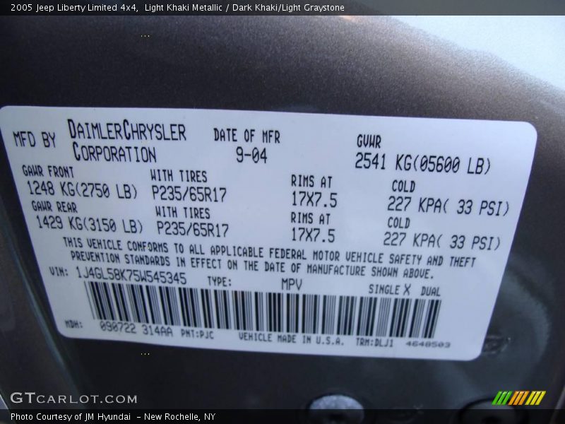 Light Khaki Metallic / Dark Khaki/Light Graystone 2005 Jeep Liberty Limited 4x4