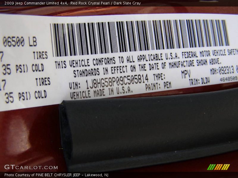 Red Rock Crystal Pearl / Dark Slate Gray 2009 Jeep Commander Limited 4x4