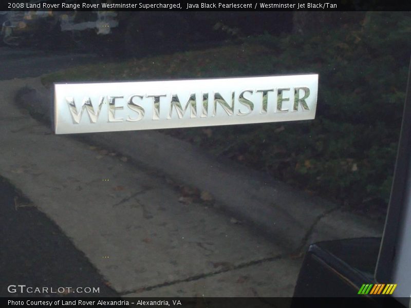 Java Black Pearlescent / Westminster Jet Black/Tan 2008 Land Rover Range Rover Westminster Supercharged