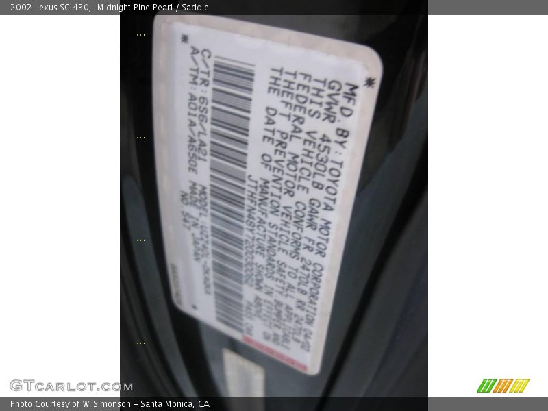 Midnight Pine Pearl / Saddle 2002 Lexus SC 430