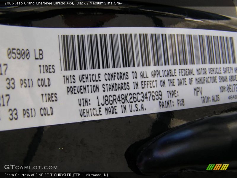 Black / Medium Slate Gray 2006 Jeep Grand Cherokee Laredo 4x4