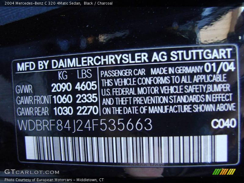 Black / Charcoal 2004 Mercedes-Benz C 320 4Matic Sedan