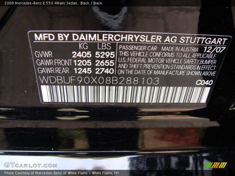 Black / Black 2008 Mercedes-Benz E 550 4Matic Sedan