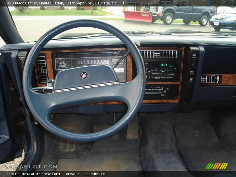 Dark Sapphire Blue Metallic / Blue 1990 Buick Century Limited Sedan