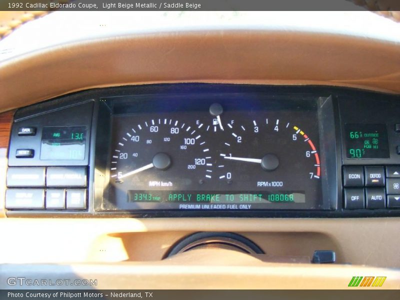 Light Beige Metallic / Saddle Beige 1992 Cadillac Eldorado Coupe