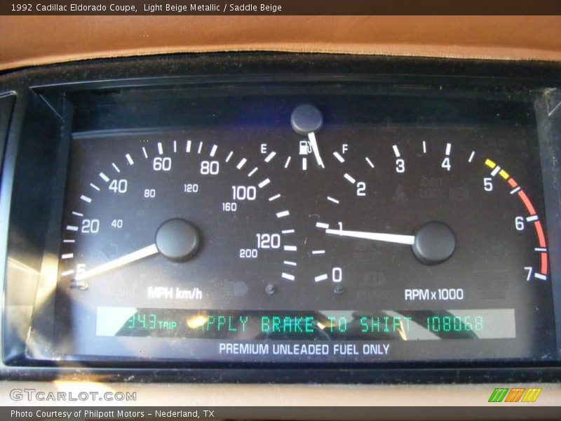 Light Beige Metallic / Saddle Beige 1992 Cadillac Eldorado Coupe