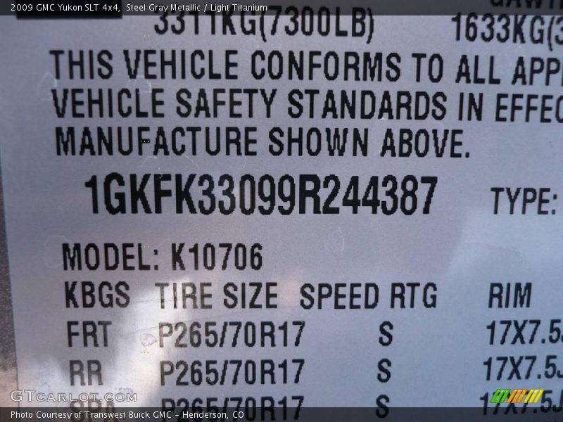Steel Gray Metallic / Light Titanium 2009 GMC Yukon SLT 4x4