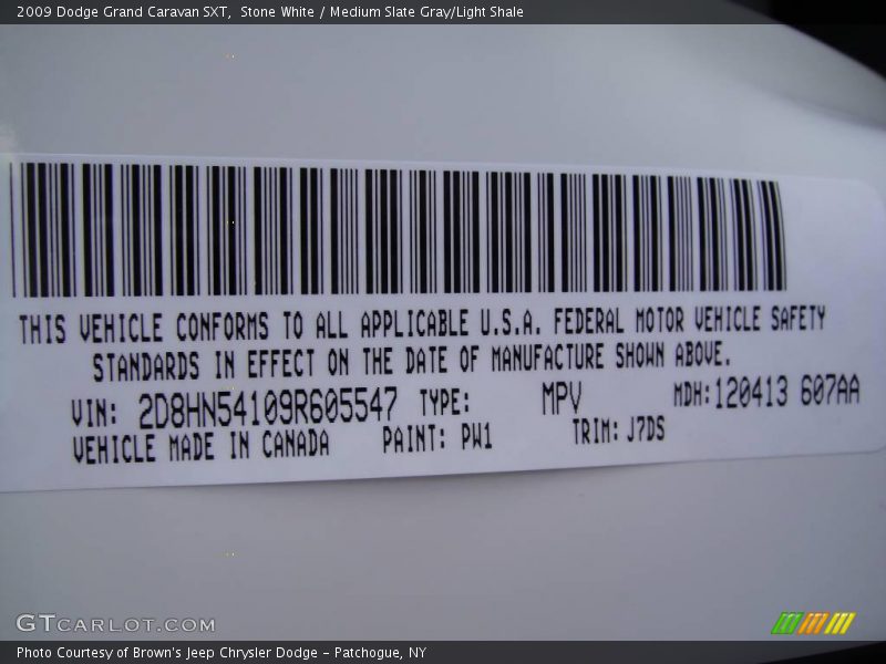 Stone White / Medium Slate Gray/Light Shale 2009 Dodge Grand Caravan SXT