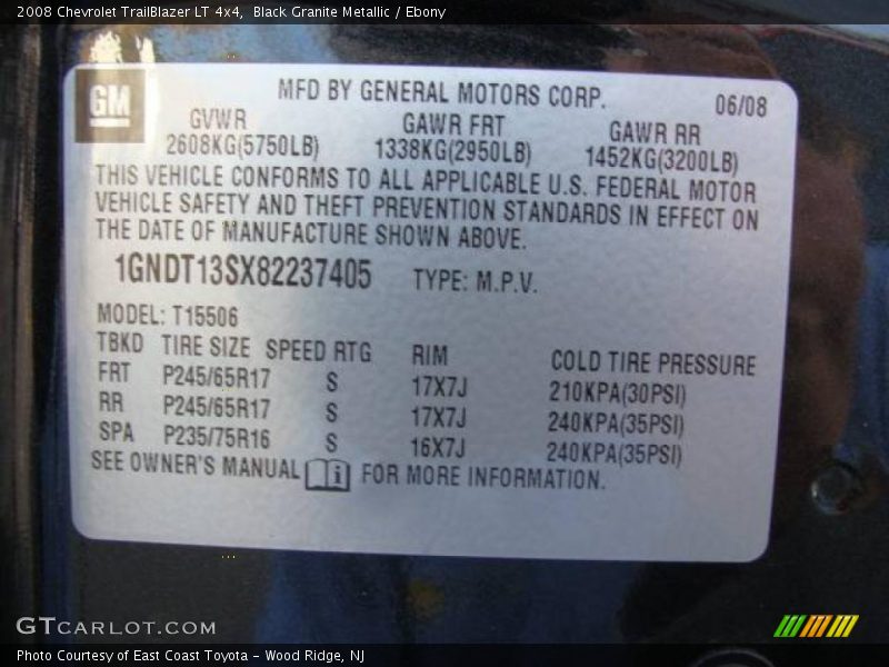 Black Granite Metallic / Ebony 2008 Chevrolet TrailBlazer LT 4x4