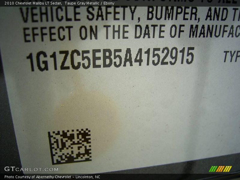 Taupe Gray Metallic / Ebony 2010 Chevrolet Malibu LT Sedan