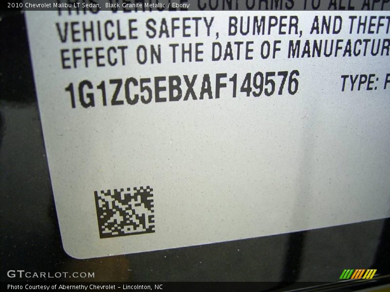 Black Granite Metallic / Ebony 2010 Chevrolet Malibu LT Sedan