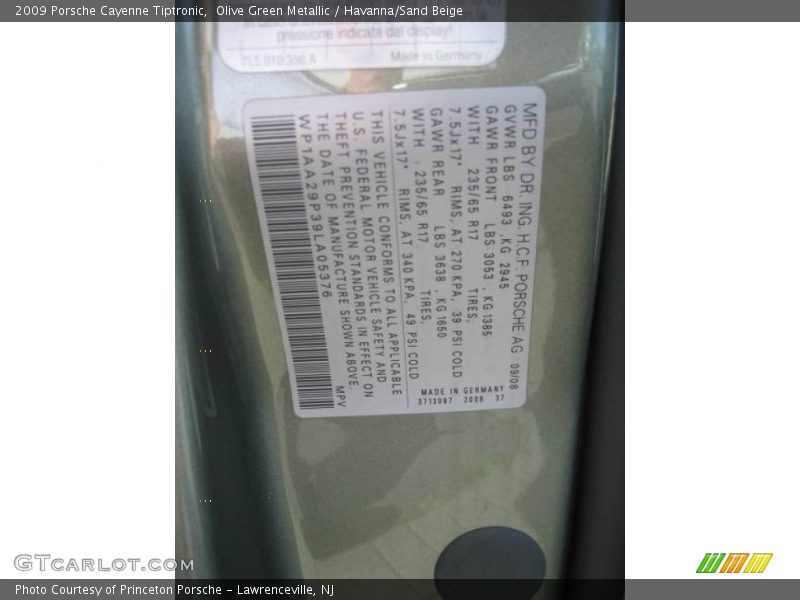 Olive Green Metallic / Havanna/Sand Beige 2009 Porsche Cayenne Tiptronic
