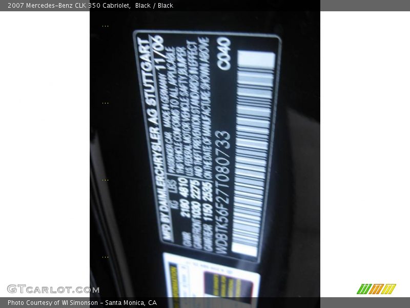 Black / Black 2007 Mercedes-Benz CLK 350 Cabriolet